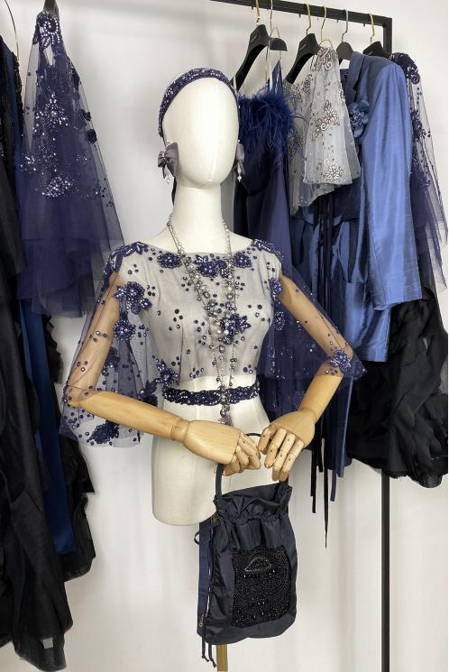 Накидка вечерняя в цвете нави