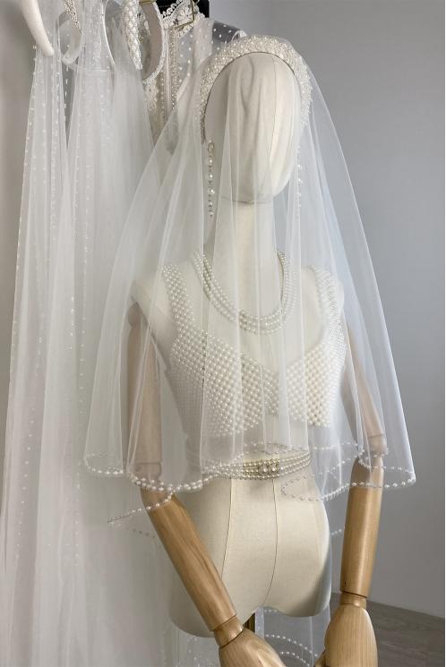 Ободок Кокошник Жемчужный