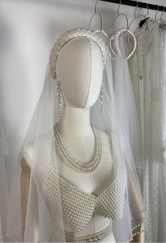 Ободок Кокошник Жемчужный