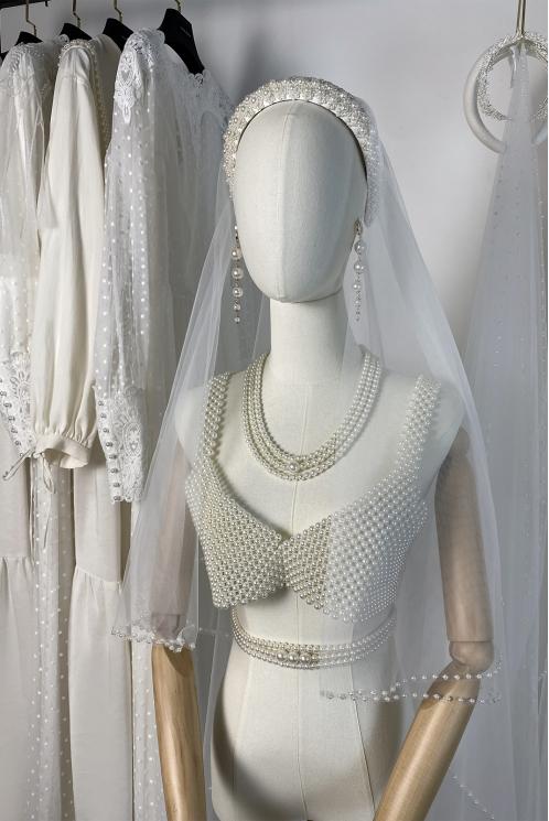 Ободок Кокошник Жемчужный