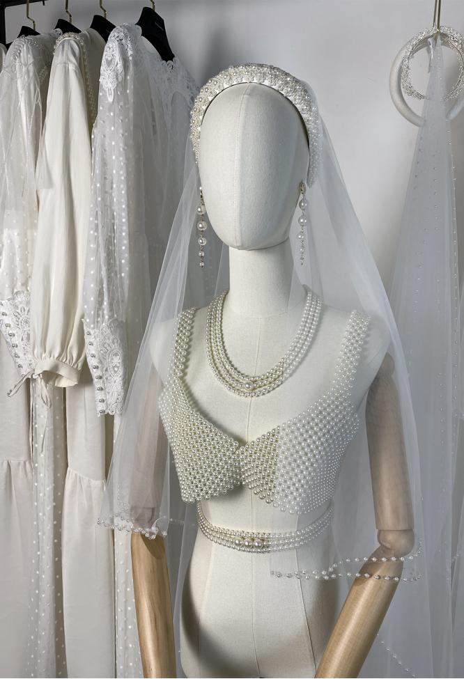 Ободок Кокошник Жемчужный