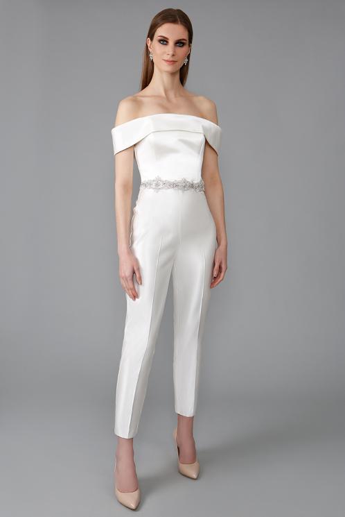 Атласный свадебный комбинезон ART.0113
