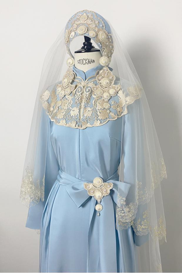 Фата свадебная золотая с вышивкой АРТ.05687